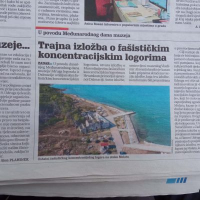 Novinski članak o stalnoj izloži o Mussolinijevim logorima u 
zgradi Muzeja na Molatu.